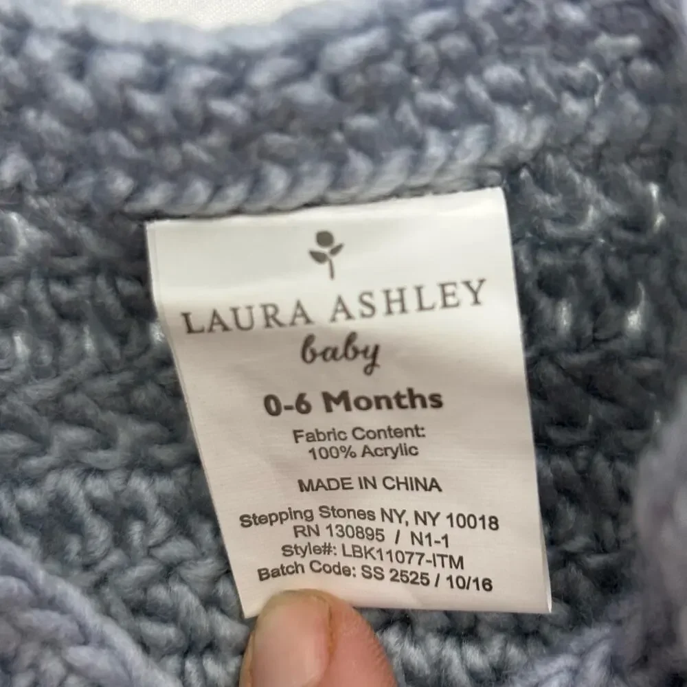 Laura Ashley Baby Crochet Diaper Cover Crown Headband Gray 0-6M Photo Prop Set